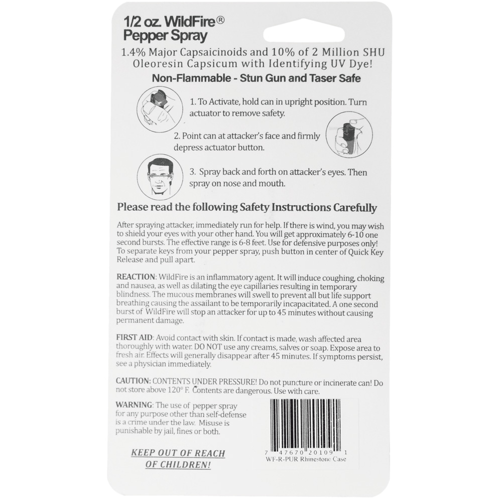 Wildfire 1.4% MC 1/2 oz with rhinestone leatherette holster purple and quick release keychain view 5